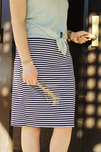 The Perfect Skirt in Navy Stripe
