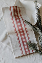 Load image into Gallery viewer, Stripe Linen Hand Towels | Red + Green