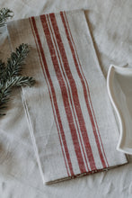 Load image into Gallery viewer, Stripe Linen Hand Towels | Red + Green