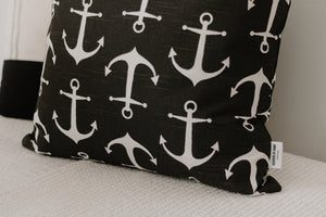Black Anchor Pillow Cover
