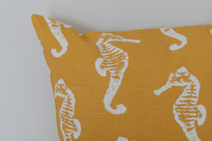 Yellow Sea Horse Pillow Cover