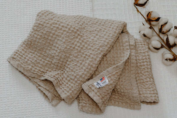 Natural Waffle Weave Linen Baby Blanket