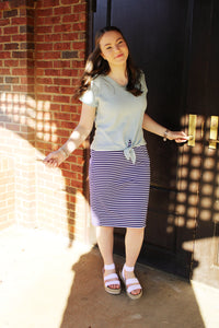 The Perfect Skirt in Navy Stripe