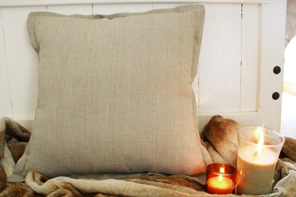 On The Border Flanged Linen Pillow Cover