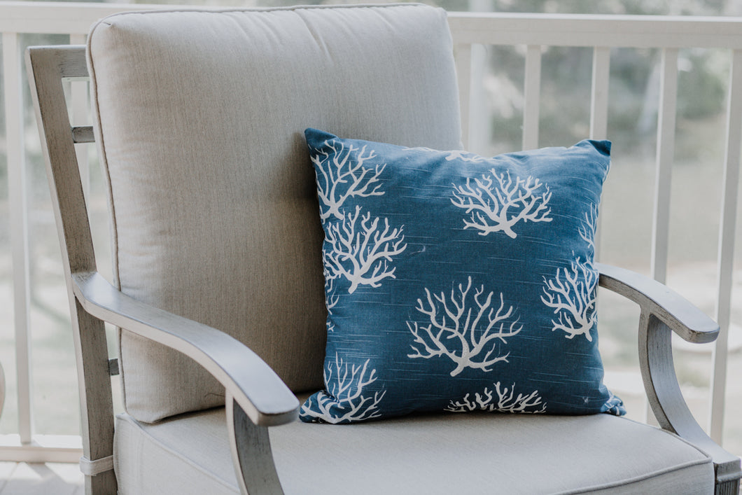 Sea Blue Coral Pillow Cover
