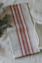 Load image into Gallery viewer, Stripe Linen Hand Towels | Red + Green
