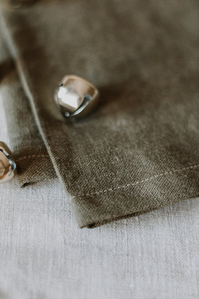 Linen Hand Towel in Olive Branch