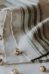 Stripe Linen Hand Towels | Red + Green