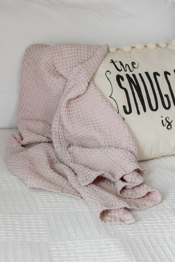 Pink waffle online blanket