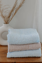 Load image into Gallery viewer, Baby Blue Waffle Weave Linen Blanket

