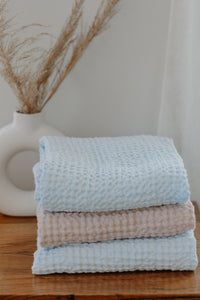 Baby Blue Waffle Weave Linen Blanket