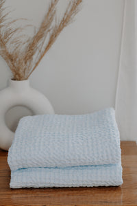 Baby Blue Waffle Weave Linen Blanket